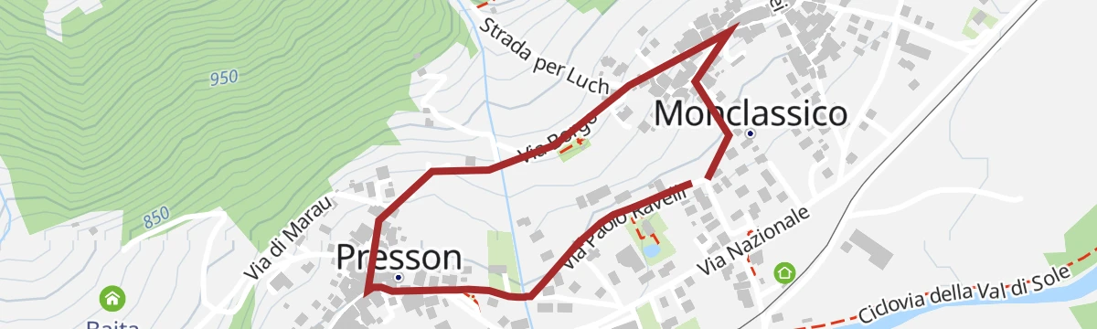 Route map: Monclassico and Presson - The Sundials Villages